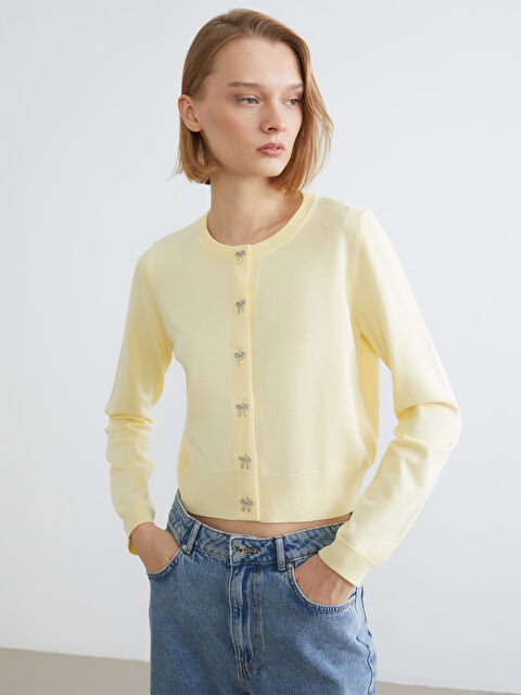 XSIDE მრგვალი საყელო მოკლე ქალებისთვის ტრიკოტაჟი კარდიგანი - S6BQ06Z8-ZRX