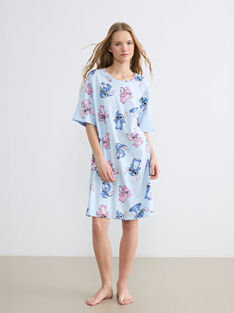 LCW Young Bisiklet Yaka Stitch ve Angel Baskılı Kadın Gecelik - S6BQ18Z8-LQK