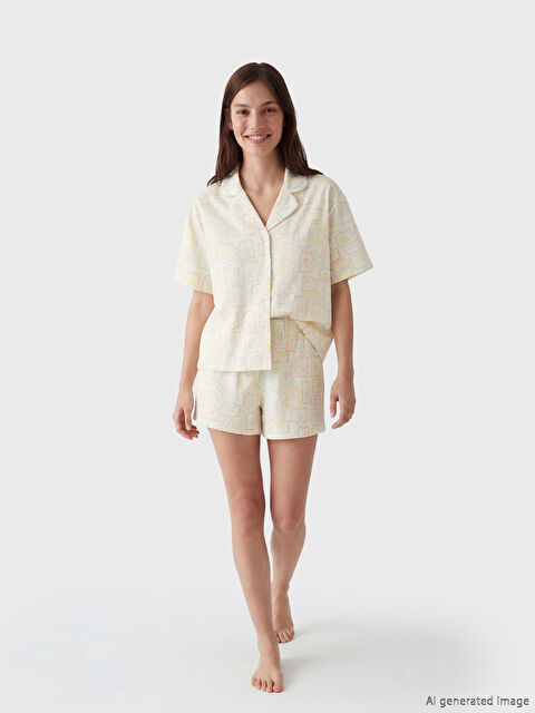 LCW Young Desenli Kadın Şortlu Pijama Takımı - S6BQ51Z8-LQH