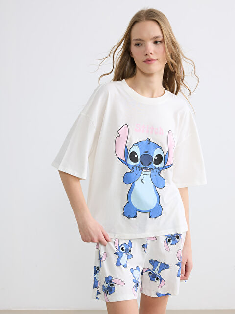 LCW Young Stitch Baskılı Kadın Şortlu Pijama Takımı - S6BQ55Z8-LRA