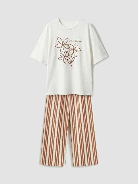 LCW Kids Baskılı Kız Çocuk Tişört ve Pantolon - S6BQ63Z4-R9J