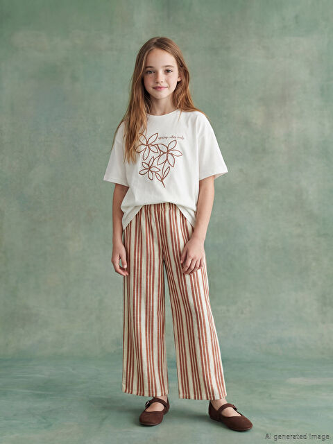 LCW Kids Baskılı Kız Çocuk Tişört ve Pantolon