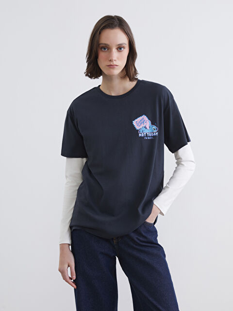 XSIDE Әйелдер антрацит түстес Футболка - S6BQ68Z8-VDL