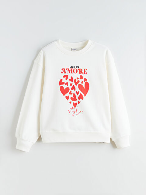 LCW Kids Girl ECRU Sweatshirt - S6BQ71Z4-R9J