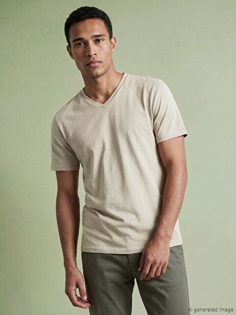 LCWAIKIKI Classic V Yaka Erkek Soft Touch Tişört