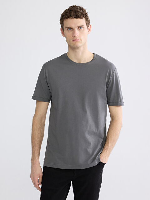 LCWAIKIKI Classic Bisiklet Yaka Erkek Penye Tişört - S6BR07Z8-YP2