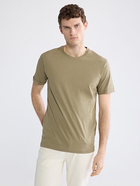 LCWAIKIKI Classic Bisiklet Yaka Erkek Penye Tişört - S6BR07Z8-ZU8