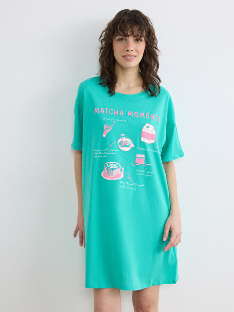 LCW DREAM Chemise de nuit imprimée à col rond pour femme - S6BR49Z8-GGG