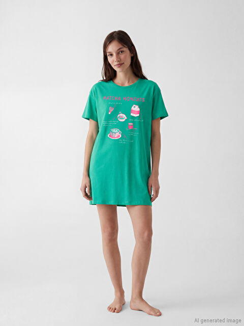 LCW DREAM Crew Neck Printed Women's Nightdress