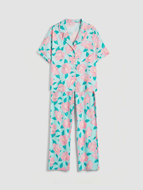 LCW DREAM Gömlek Yaka Çiçekli Kadın Pijama Takımı - S6BS10Z8-LU2