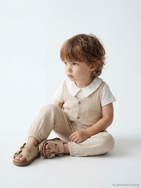 LCW baby Yelek Görünümlü Müslin Erkek Bebek Çıtçıtlı Body ve Pantolon - S6BS68Z1-FDL