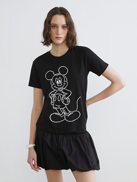 XSIDE Mickey Mouse Print Crew Neck Women's T-Shirt - S6BS78Z8-CVL