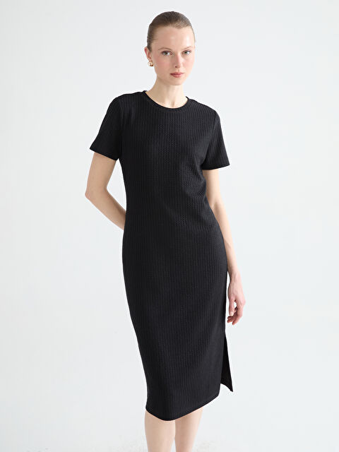 LCW Comfort Haljina sa okruglim izrezom i teksturom - S6BS87Z8-CVL