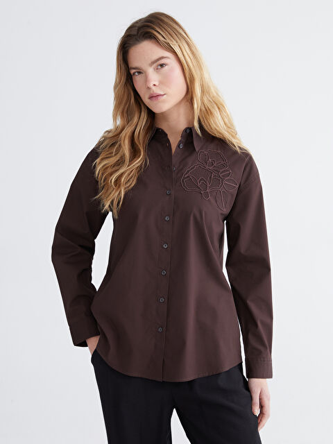 LCWAIKIKI Maternity Embroidered Poplin Women's Shirt - S6BS89Z8-HDT
