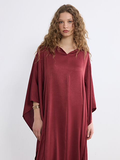 LCW Modest Robe en satin pour femme à manches chauve-souris et col rond - S6BS91Z8-CWK