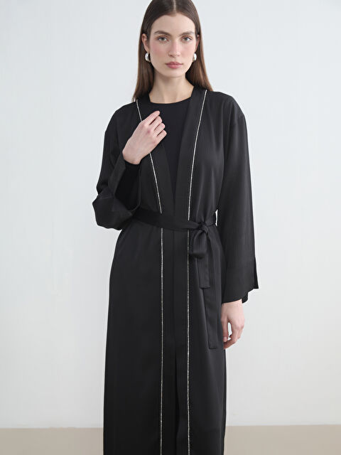 LCW Modest كيمونو أسود امرأة - S6BS94Z8-CVL