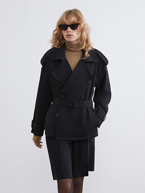 LCW Vision Kruvaze Yaka Kadın Trençkot - S6BT35Z8-CVL