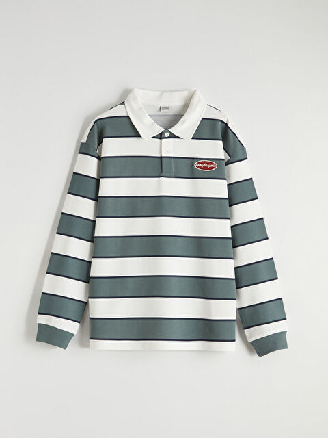 LCW Kids Çizgili Polo Yaka Erkek Çocuk Tişört - S6BU25Z4-LRK