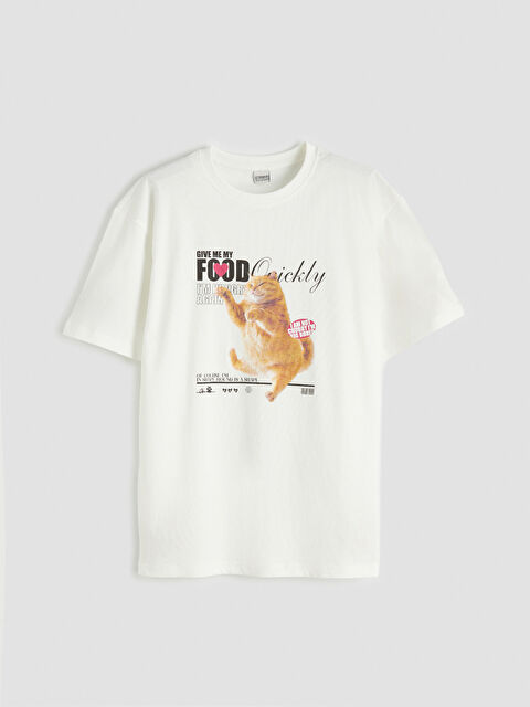 LCW Kids Girl ECRU T-Shirt - S6BU33Z4-R9J