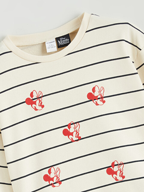LCW Kids Bisiklet Yaka Minnie Mouse Baskılı Kız Çocuk Sweatshirt