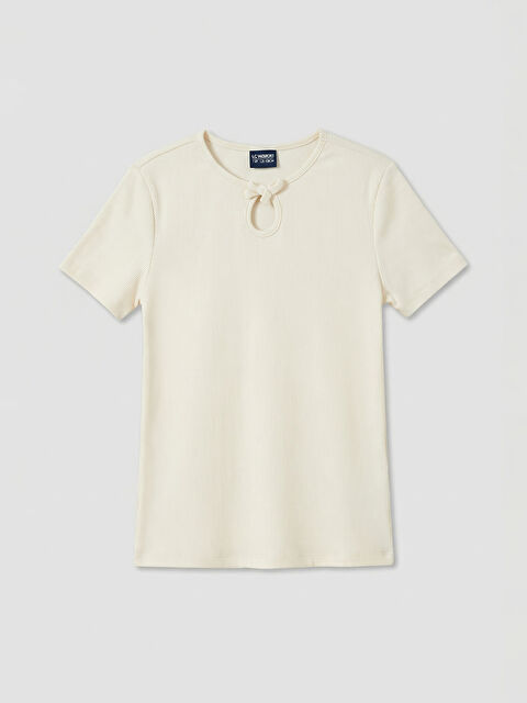 LCW Kids Girl ECRU T-Shirt - S6BU38Z4-FDU