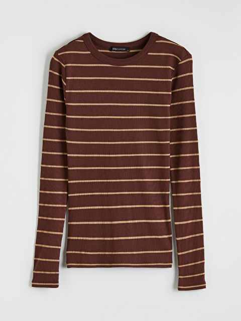 LCWAIKIKI Basic Bisiklet Yaka Çizgili Kadın Body - S6BU47Z8-LEW