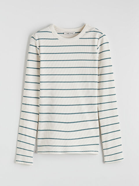 LCWAIKIKI Basic Bisiklet Yaka Çizgili Kadın Body - S6BU47Z8-LFN