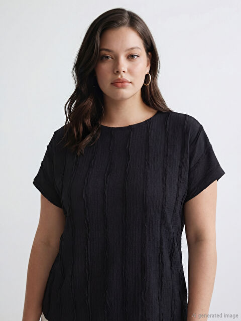 LCWAIKIKI Classic Crew Neck Textured Blouse - S6BU66Z8-CVL