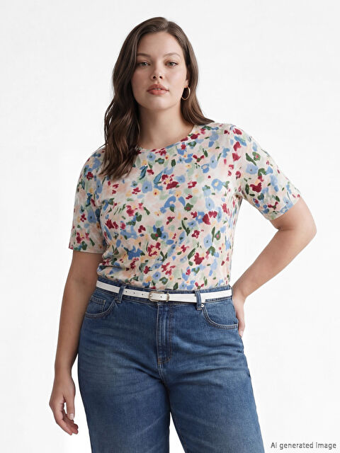 LCW EVERYDAY Women's Floral T-Shirt - S6BU68Z8-LSZ