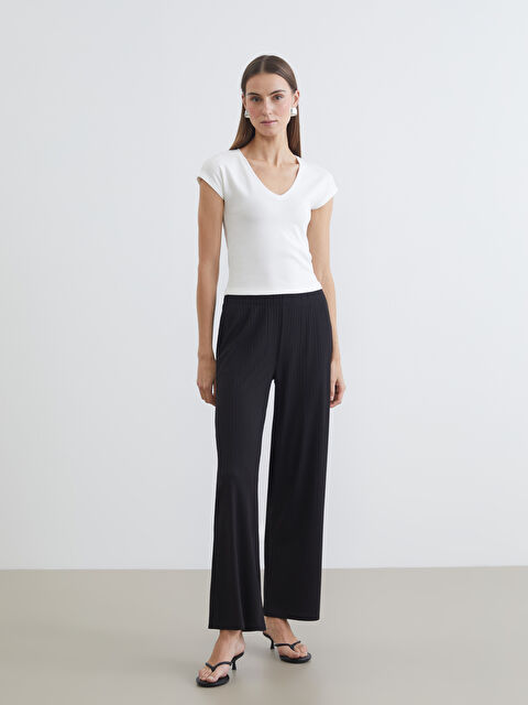LCWAIKIKI Basic Beli Lastikli Dokulu Kadın Pantolon - S6BU72Z8-CVL