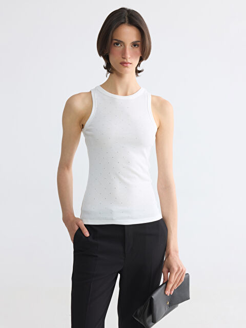 LCWAIKIKI Basic Bisiklet Yaka Taşlı Kadın Atlet