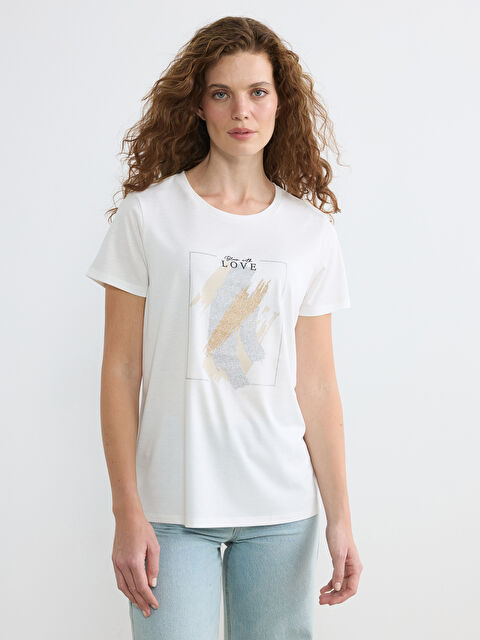 LCW EVERYDAY Woman ECRU T-Shirt