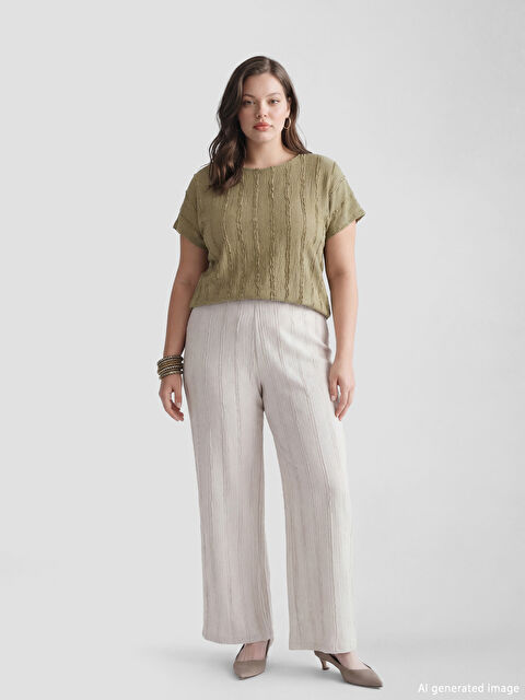 LCWAIKIKI Classic Elastic-Waist Textured Trousers - S6BU86Z8-QYF