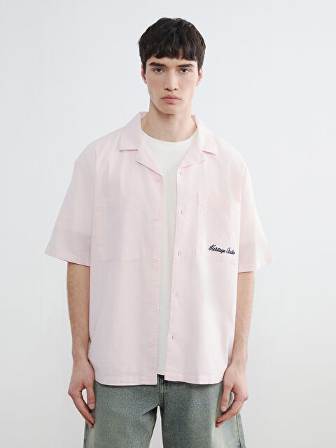 XSIDE regular fit кестеленген зығыр қоспасы ерлер жейдесі