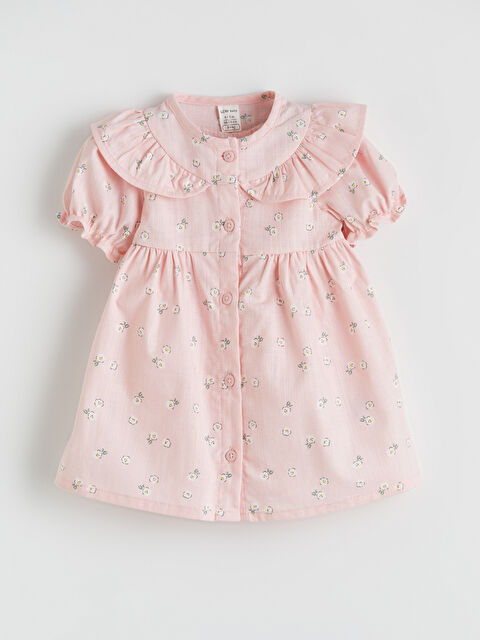 LCW baby Bebe Yaka Çiçekli Kız Bebek Elbise - S6BV64Z1-LT4