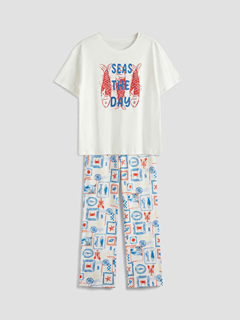 LCW DREAM Bisiklet Yaka Baskılı Kadın Pijama Takım - S6BY40Z8-LRA