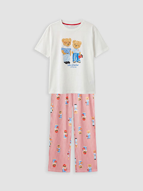 LCW DREAM Bisiklet Yaka Baskılı Kadın Pijama Takımı - S6BY48Z8-LTQ