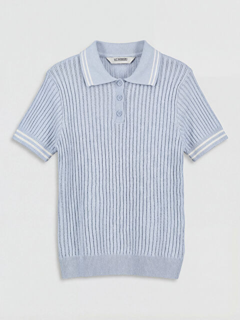 LCW Kids Polo Yaka Kız Çocuk Triko Kazak - S6BY88Z4-FH0