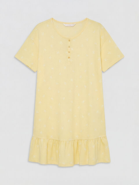 LCW DREAM Bisiklet Yaka Fiyonk Baskılı Hamile Gecelik - S6CB07Z8-LU9