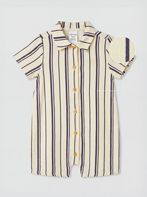 LCW baby Gömlek Yaka Çizgili Erkek Bebek Tulum