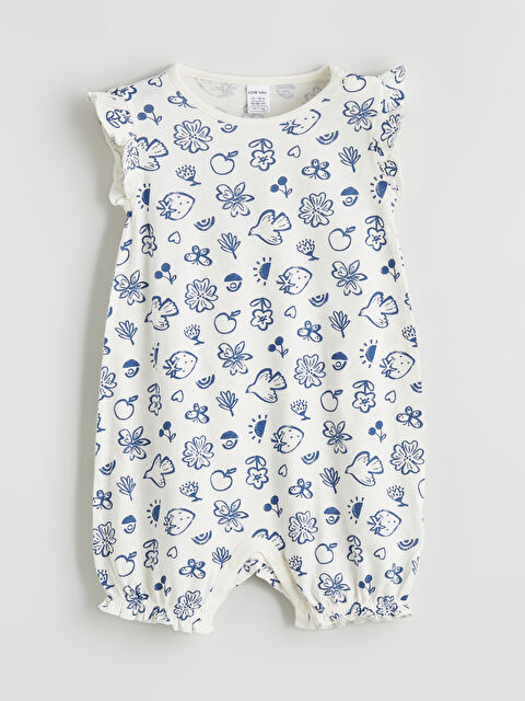 LCW baby Bisiklet Yaka Baskılı Fırfırlı Kız Bebek Tulum - S6CB21Z1-LQD