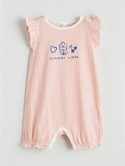 LCW baby Bisiklet Yaka Baskılı Fırfırlı Kız Bebek Tulum