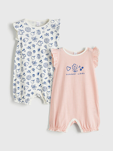 LCW baby Fırfır Detaylı Kız Bebek Penye Tulum 2'li - S6CB22Z1-LRB