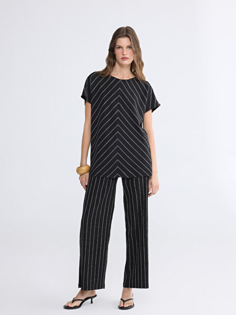 LCWAIKIKI Classic Beli Lastikli Çizgili Kadın Pantolon - S6CB28Z8-LEG