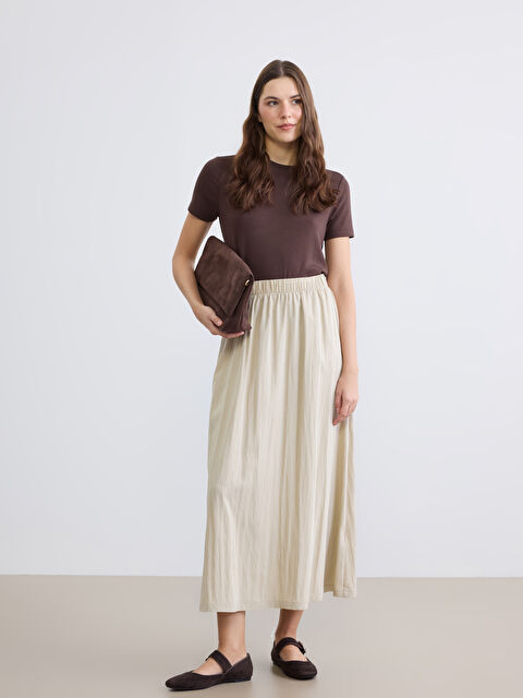 LCWAIKIKI Classic Women's Elastic Waist A-Line Poplin Skirt - S6CB39Z8-CR8