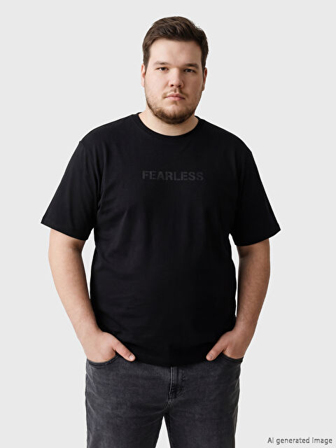 LC WAIKIKI Bisiklet Yaka Slogan Baskılı Erkek Tişört - S6CB94Z8-CVL