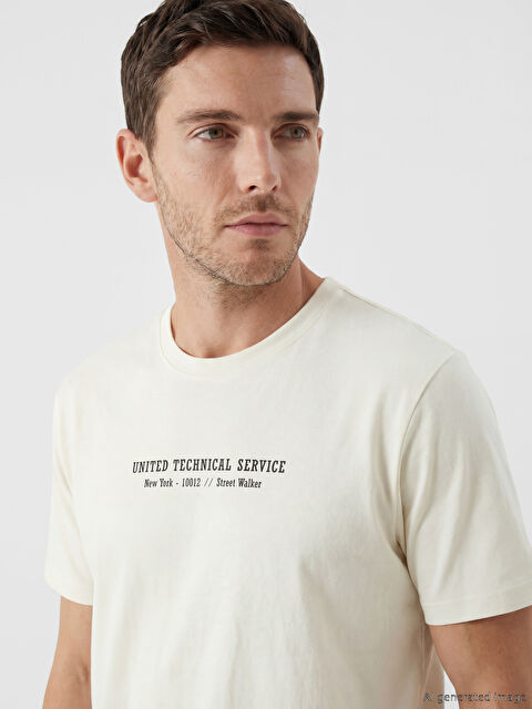 LC WAIKIKI Bisiklet Yaka New York Baskılı Erkek Tişört