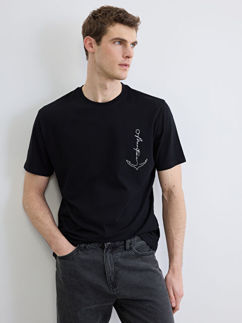 LC WAIKIKI Bisiklet Yaka Baskılı Erkek Tişört - S6CC34Z8-CVL