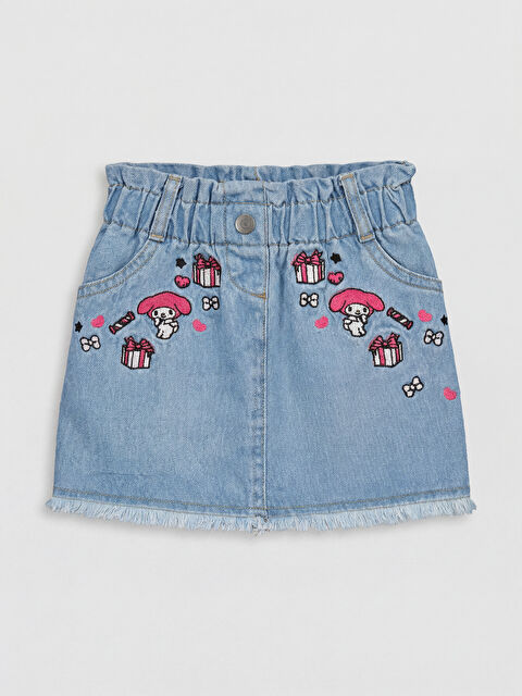 LCW baby Jupe en denim pour fille avec taille élastiquée brodée Kuromi - S6CD01Z1-LR1