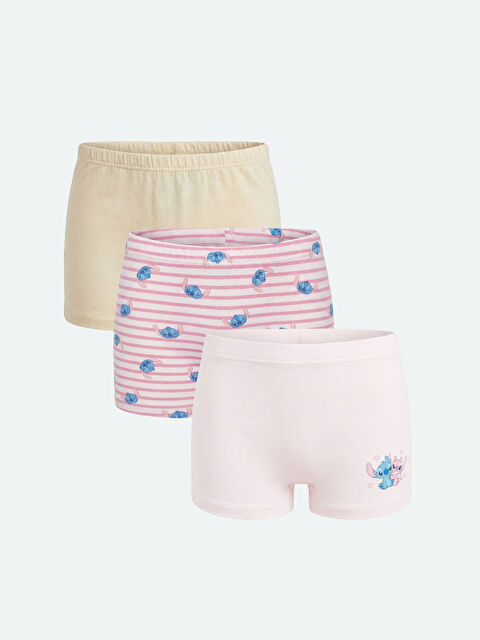 LCW Kids Kız Çocuk Lilo & Stitch Baskılı 3'lü Boxer - S6CD19Z1-LT4
